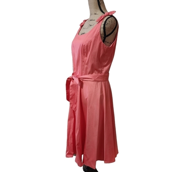 Sleeveless A-line Coral Midi Dress - Large - Picture 3 of 6